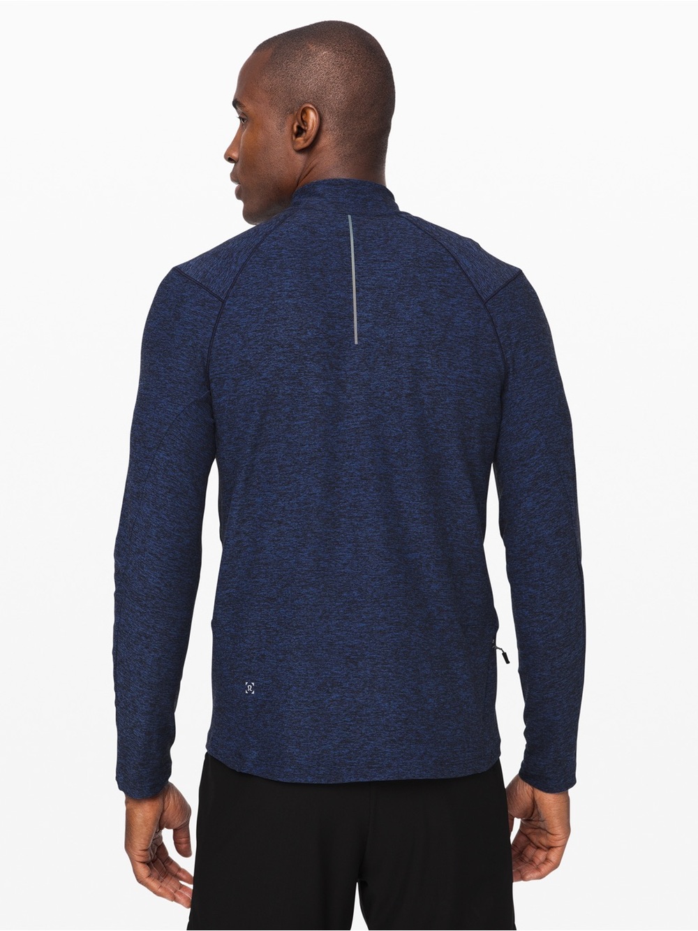 Lululemon Surge Warm 1/2 Zip Heathered Cerulean Blue / Black Size L